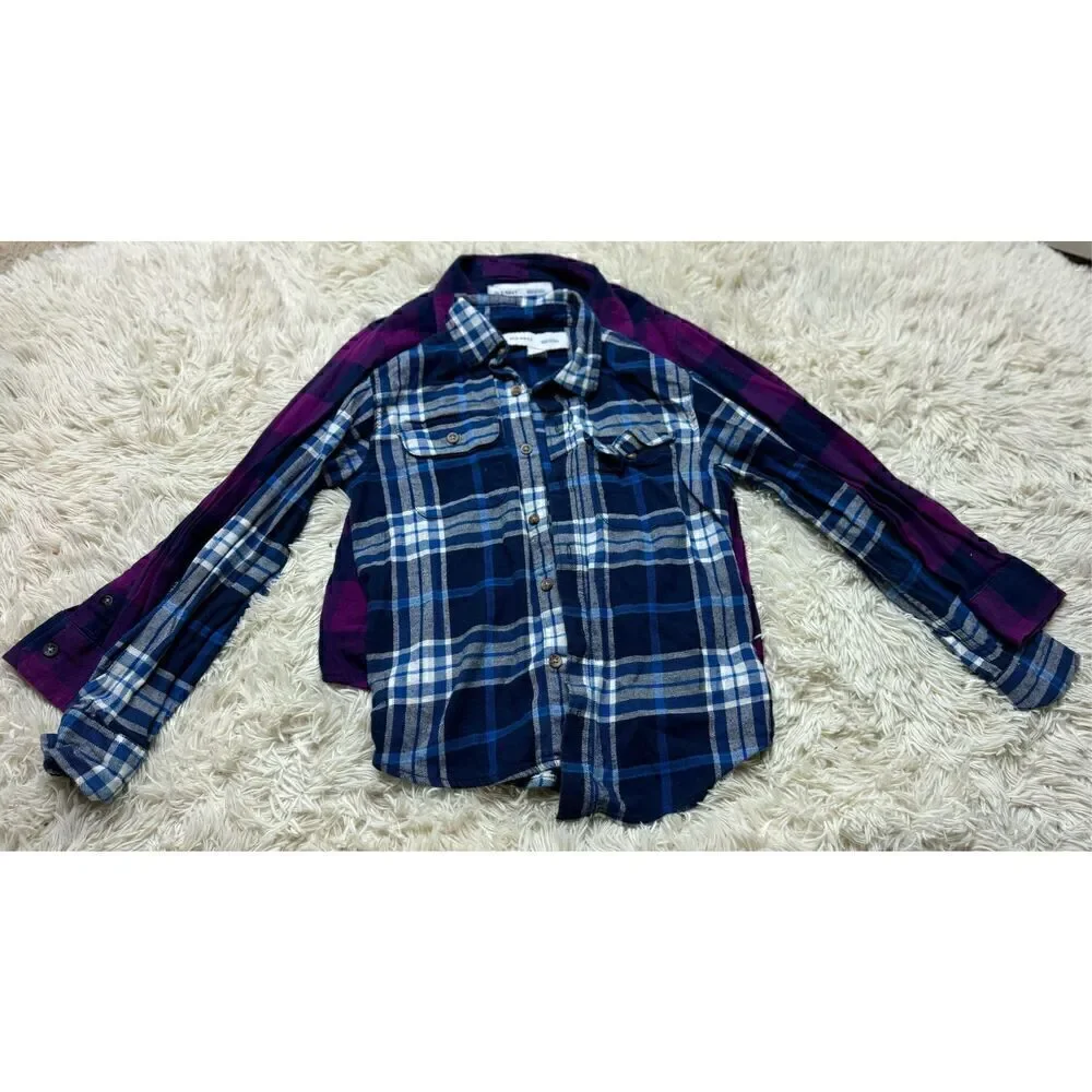 4 piece size 7-8 Boys Long Sleeve Button Down Flannel Bundle by Old Navy & Aberc